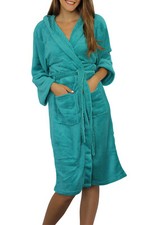 DAMEN MIKROFASER BADEMANTEL KAPUZE TÜRKIS B-WARE NEU GR. XL (DAG-193