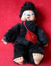 Tiemi DDR Monchichi Puppe ca 1979 Sonneberg Plüschtier L 27 cm Stofftier Schwarz