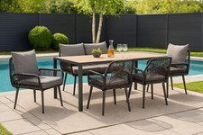 Garten Sitzgruppe mit Tisch, Sofa, Stuhl, wetterfest Seilgeflecht WPC Lounge Set