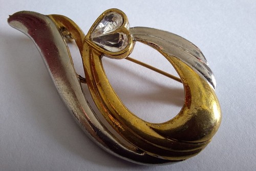 Vintage brosche herz strass - herz,