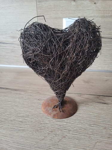 Weiden herz vase - mit, rost