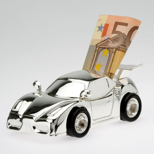 Spardosen rennwagen silber - spardosen,