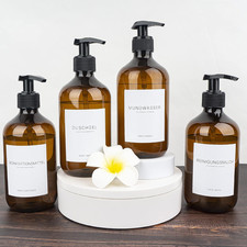 Ezebesta 4 Stück 500Ml Seifenspender Mit 22 Etiketten Lotionspender Aus PET Plas