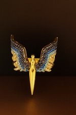 585er Gold Ring mit Flügel Design Ø 18,5mm Damen Buntes Design 14k Gelbgold 3,7g