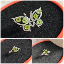 Schön Peridot Topas Olivin Ring Schmetterling Damen Stilvoll Ringe Edelstein