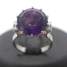 Ring 585 Gold 14 Kt Weißgold Amethyst Diamant 0,20 CT Brillant Wert 1780,-