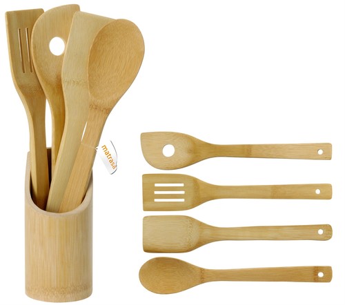 Küchenhelfer set aus bambus - bambus,