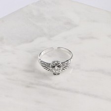 Eule Ring Geschwärzt Silber