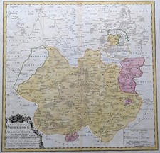 Paderborn, Lippe, Pyrmont Kupferstich, Landkarte, Original, 1757 Homann Erben