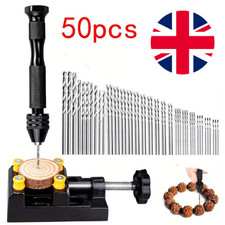 50 Stck. Mini Handbohrer Set 0,3-3,0 mm mit Schraubstock für Schmuck, Holz, DIY Basteln