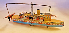 uralt Pennytoy Blechspielzeug Schiff, Dampfer EAGLE m.Flugzeugen Bodenläufer VK