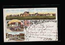 AK Lithographie Obertshausen b.Offenbach Main Gasthaus Post Strasse Bahnhof 1899