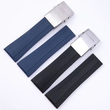 22 24 mm Schwarz Blau Silikon Kautschuk Uhrenarmband Passend für Breitling Na...