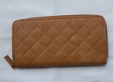 Portmonee Geldbörse Kartenhalter Kunstleder gesteppt Farbe camel