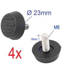 4x Hartgummi Füße mit M8 Schraube M8x18mm Kein Vibrationsdämpfer