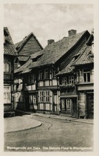 07-481 Ansichtskarte Wernigerode Das kleinste Haus Fachwerk Harz Sachsen-Anhalt