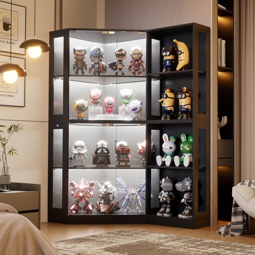 165cm eck glasvitrine mit - 165cm,