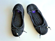 Flip*Flop süße Ballerina | Hausschuh | Schleife Perlen Leder Stoff Grau | 36