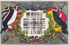 Künstler-AK Arthur Thiele: Versteckte Botschaft GOTT STRAFE ENGLAND ER STRAFE ES