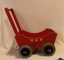 Puppenwagen Holz Spielzeug Puppe Lauflernwagen Gummireifen mit Puppen-Bettzeug 