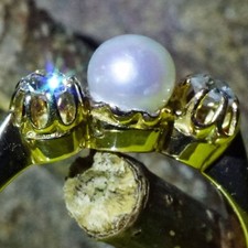 Old cut brilliant pearl - pearl, ring