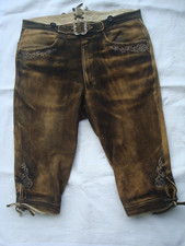 Hirschlederhose v. Meindl, Gr. 52,mit Reißverschluß u. Gürtelschnalle, ca. 1950