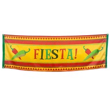 Polyester Banner Fiesta Mexicana 74x220 cm Partydeko Mexiko Mottoparty Zubehör