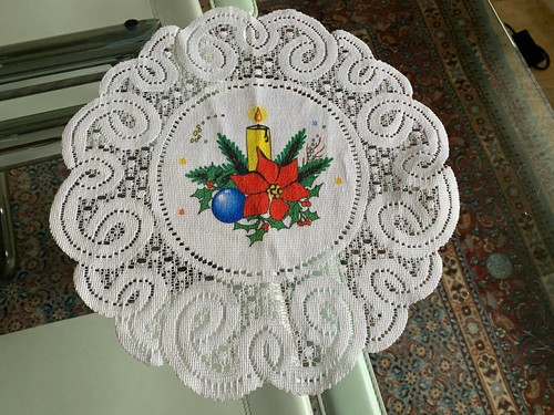 WEIHNACHTSDECKE,Weiß,Spitze,R