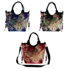 Stickerei Pfau Handtasche