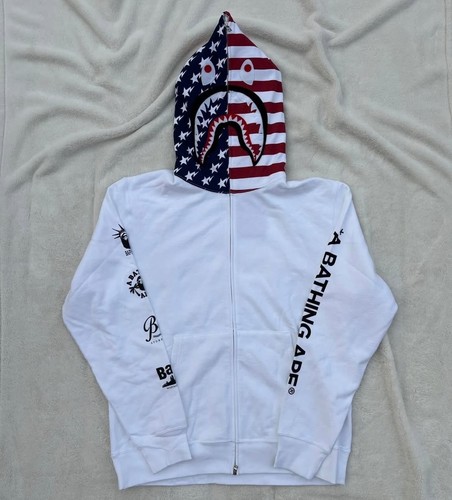 Bape white usa flag zip - zip, shark