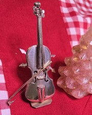 Miniatur Musikinstrument Kontrabass 925 Silber Figur mit Bogen & Ständer