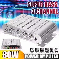 80W Hifi Verstärker Stereo 2.1 Kanal Endstufe Auto Amplifier MP3 DVD Aluminum