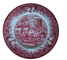 Teller Royal Stafford, The Herdsman, rot, 28 cm Keramik/Porzellan, Vintage