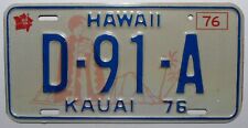 USA Nummernschild aus Hawaii "KAUAI  76" ist ein Dealer/Händler Schild.