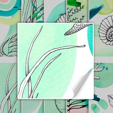 Fliesenaufkleber Muscheln türkis Bad Badezimmer, Fliesenbilder Set selbstklebend