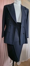 ESCADA Couture Kostüm Damen Gr. 42  Blazer & Rock Klassiker Dunkelblau kl. Loch