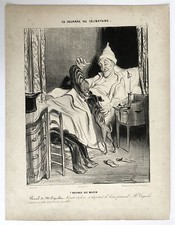 HONORÉ DAUMIER, 7 heures du matin, 1839 Orig. Lithographie "sur blanc"