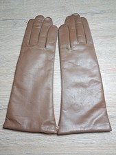 Damen Nappa-Leder-Handschuhe nuss Gr 7 1/2 mit Wollstrickinnenfutter