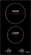 Glaskeramikkochfeld Doppel Einbau Kochplatte Glas 2 Kochzonen schwarz 3200 Watt 