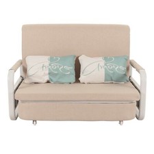 B-Ware Schlafsofa MCW-M83, Bettkasten Liegefläche, 130x185cm, Stoff/Textil beige