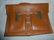 alte Aktentasche mittelbraun strukturiertes Leder Vintage 42x32cm Schultasche