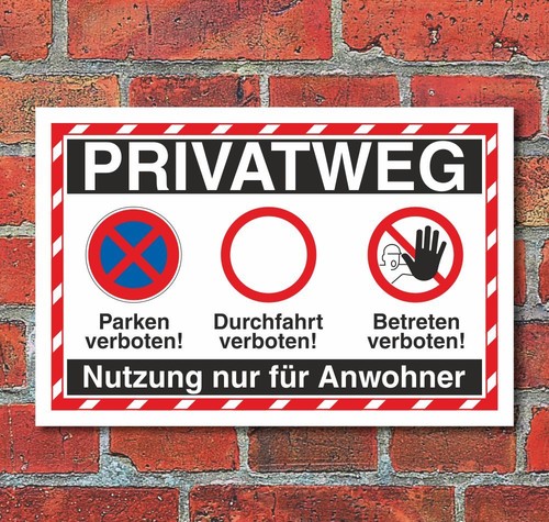 Schild privatweg parken - schild,
