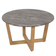 B-Ware Couchtisch MCW-M61, Massiv-Holz HDF 80cm, Marmor-Optik, helles Gestell