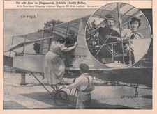 Therese Peltier und Delagrange in Turin - Erste Frau im Flugzeug - 1908 ~18x13cm