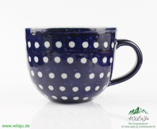 Keramik Tasse Jumbotasse 400ml blau weiß gepunktet Bauernhaus Landhausstil