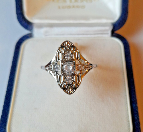 Art deco ring oval - oval, zirkonia