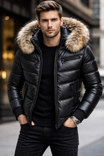 Herren echt schafsleder puffer - echt,