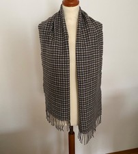 Kaschmirschal 100 % Kaschmir 170 x 29 cm grau kariert mit Fransen