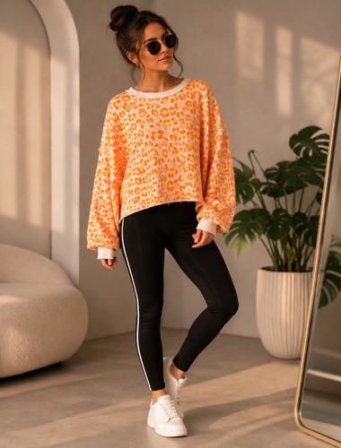 Leo print pullover - leo, made