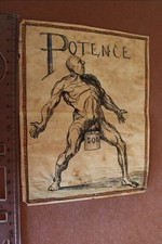 tolle alte Handskizze Mann mit Gewicht Potence  ähnlich Daumier Uncanny Wrestler